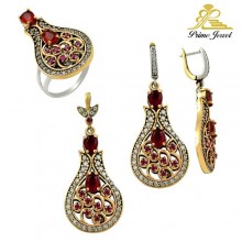 Gümüş Otantik Taşlı Set